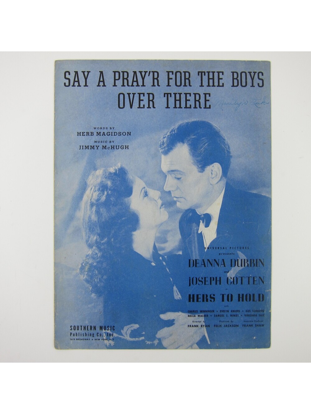 Sheet Music Say A Prayer For The Boys Over There Deanna Durbin Vintage 1943